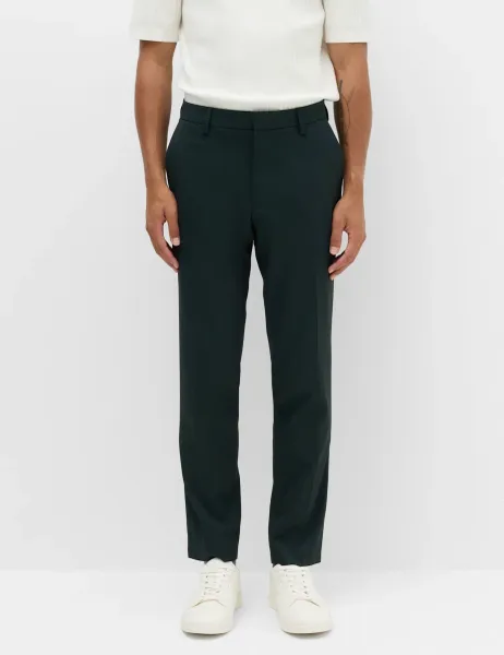 Marks & Spencer Slim Fit Smart Stretch Trousers Dark Evergreen