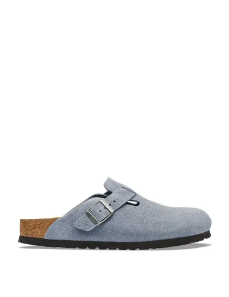 Birkenstock Boston Suede Footbed Clog Mules Blue