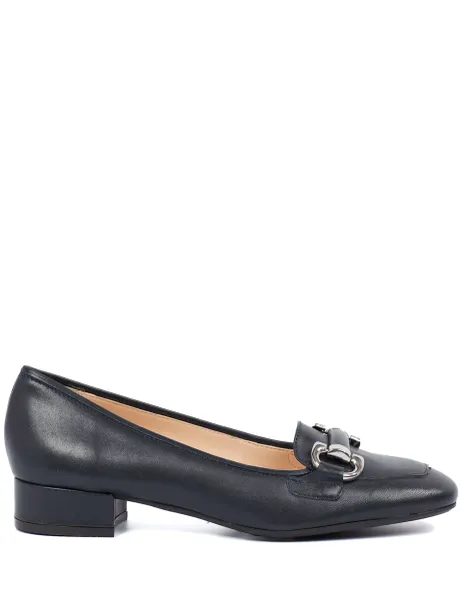 Jones Bootmaker Leather Block Heel Pumps Navy