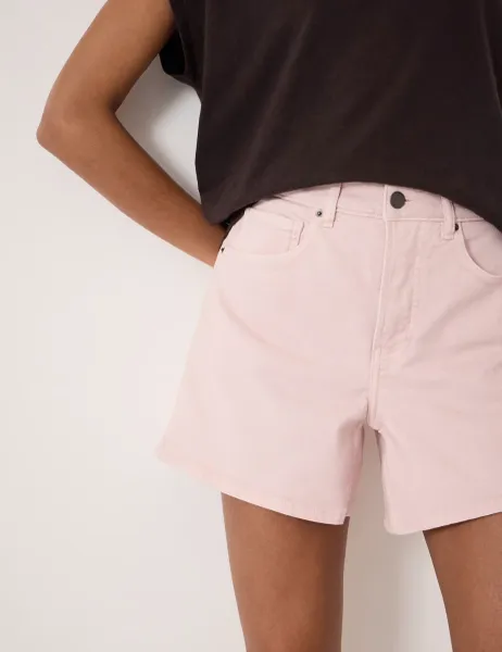 HUSH Denim High Waisted Shorts Light Pink