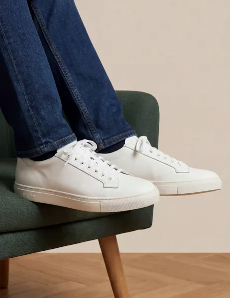 Jones Bootmaker Leather Lace Up Trainers White