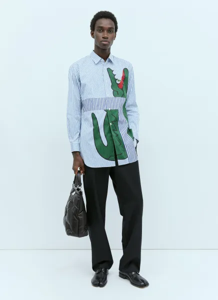 x Lacoste Stripe-And-Logo Print Shirt