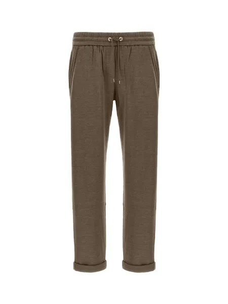 Cotton-Silk Pants Brown