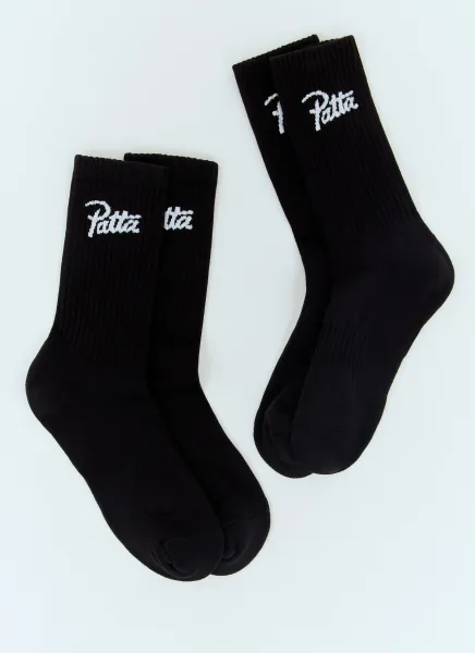 Set Of Two Script Logo Sport Socks