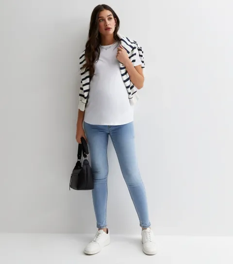 Women's Maternity Pale Blue Over Bump Lift & Shape Emilee Jeggings