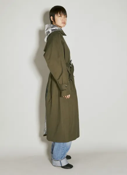 Metalic Panel Hooded Trench Coat