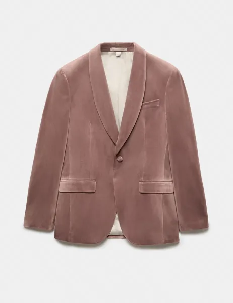 Marks & Spencer Tailored Fit Velvet Blazer Mocha