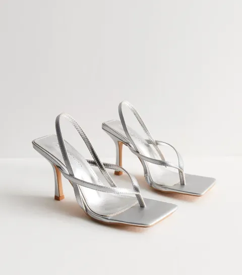 Public Desire Women's Moonlight Silver Strappy Stiletto Sandals