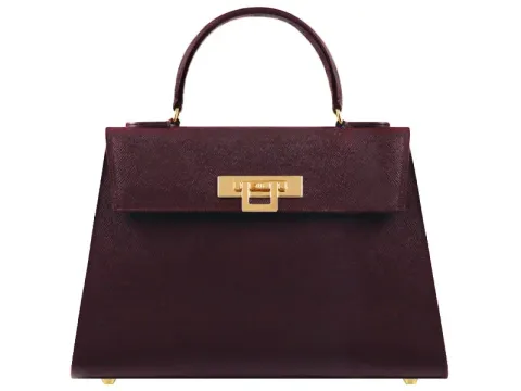 Fonteyn Large Dolomite Pebble Print Calf Leather Handbag - Wine - 2