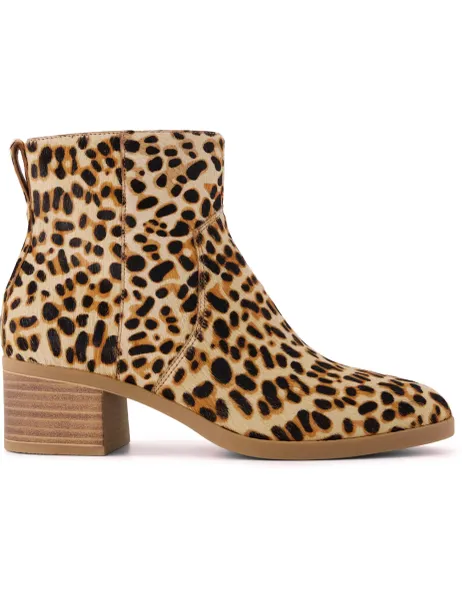 TOMS Leopard Print Block Heel Ankle Boots