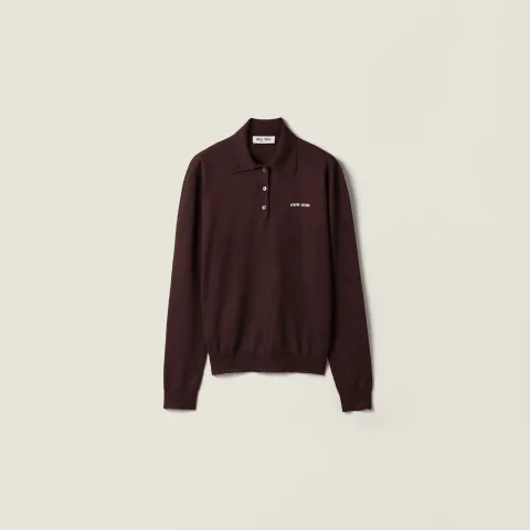 Wool knit polo shirt