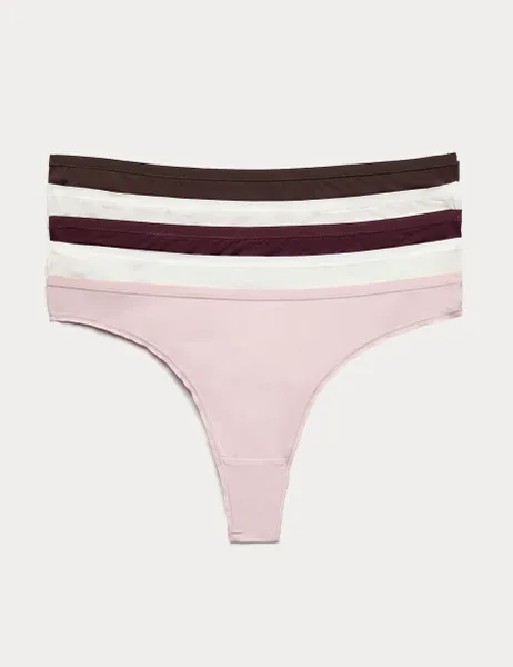 Marks & Spencer 5pk Microfibre Low Rise Thongs Bitter Chocolate