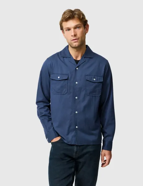 Rodd & Gunn Salt Lake Cotton Blend Twill Overshirt Navy