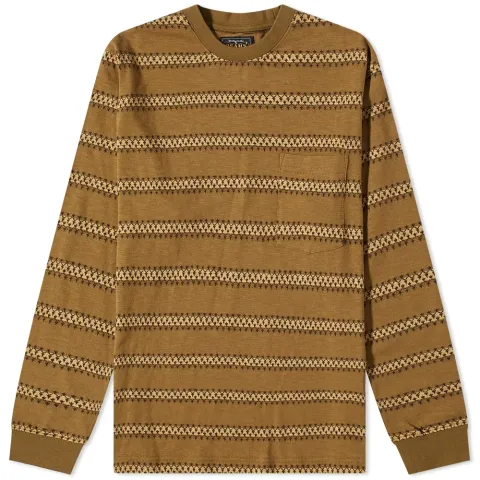 Long Sleeve Jacquard Stripe Pocket T-Shirt