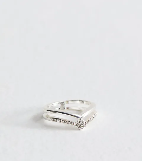 New Look Silver Tone Wishbone Ring