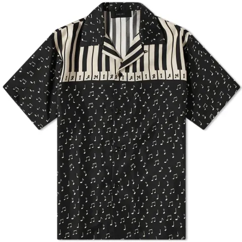 Music Notes Silk Twill Bowling Shirt