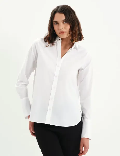 Finery London Pure Cotton Collared Shirt White