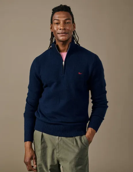 Aubin Lambswool Rich Half Zip Jumper Navy