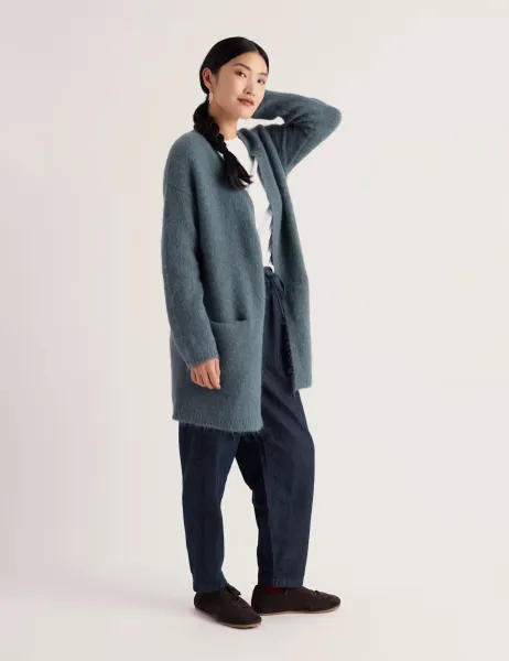 Seasalt Cornwall Textured Longline Cardigan with Wool & Mohair Grey