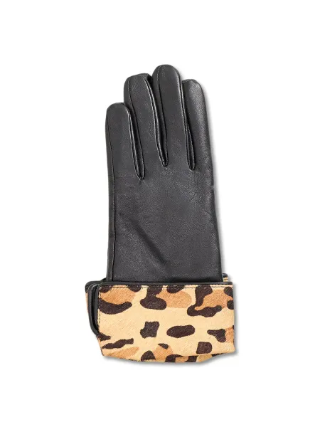 Dents Leather Maya Leopard Trim Gloves