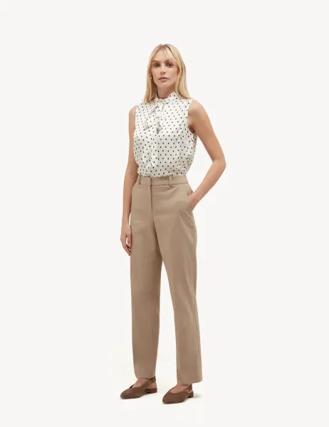 Hobbs Cotton Blend Straight Leg Trousers Brown