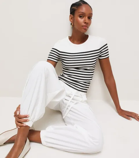 Women's Cream Breton Stripe Baby Tee
