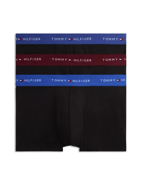Tommy Hilfiger 3 Pack Signature Cotton Rich Trunks Blue Mix