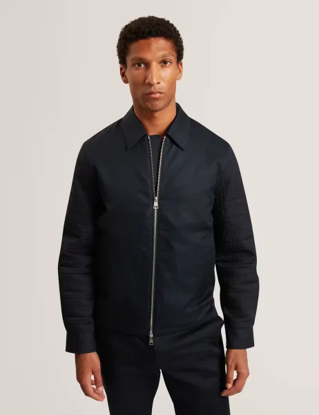 Ted Baker Cotton Blend Bomber Jacket Navy