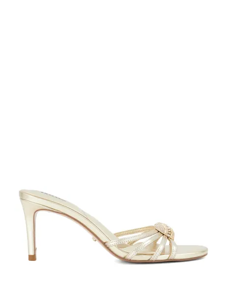 Dune London Leather Diamante Stiletto Heel Sandals Gold
