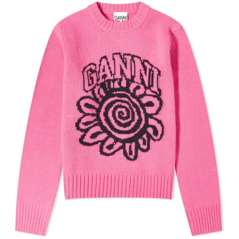 Graphic O-Neck Pullover Flower