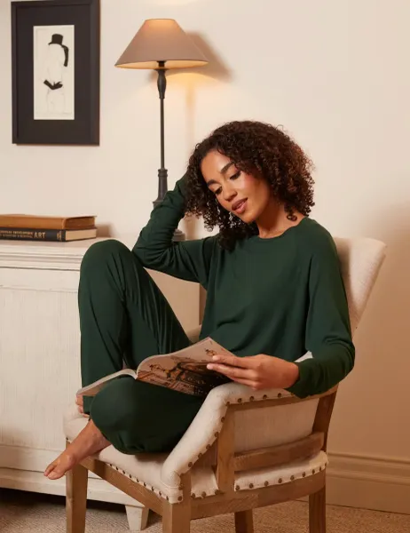 Cyberjammies Modal Rich Jersey Pyjama Top Dark Green