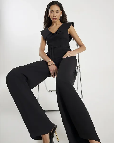River Island Double Collar Belted Jumpsuit