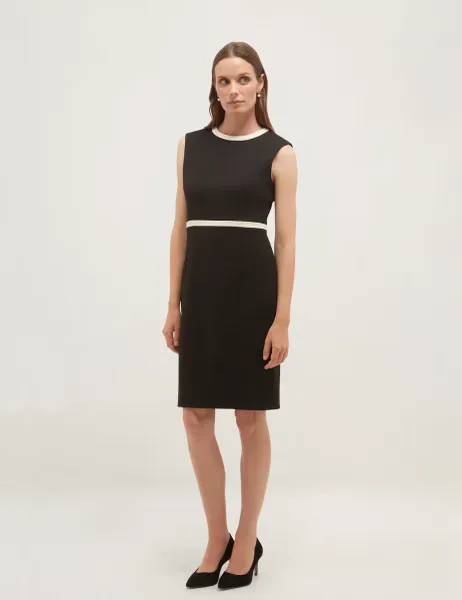 Hobbs Colour Block Knee Length Shift Dress Black Mix