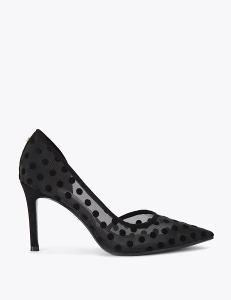 Carvela Polka Dot Stiletto Heel Pointed Court Shoes Black