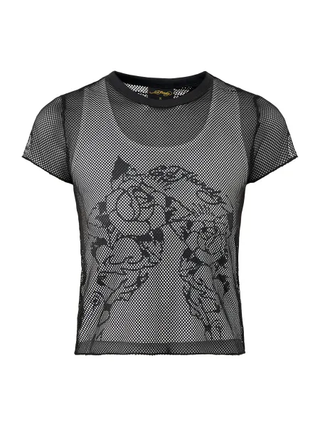 Double Layer Climbing Rose Mesh T-Shirt