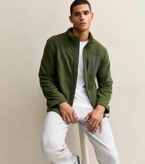 Women's Dark Green Relaxed Fleece Tech Jacket