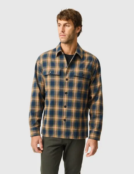 Rodd & Gunn Pinehaven Pure Cotton Checked Overshirt Dark Green Mix