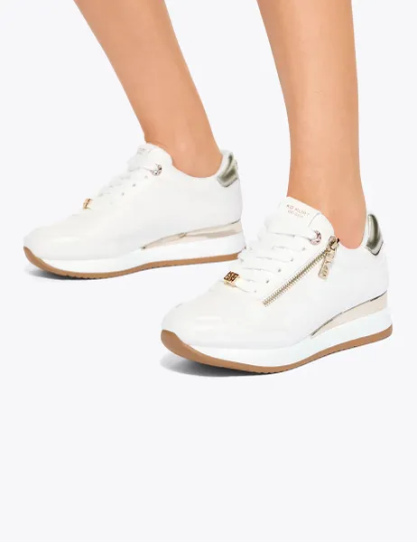 Kurt Geiger Lace Up Zip Detail Wedge Trainers White