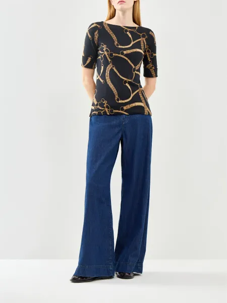 Judy Elbow Sleeve Chain Link Print T-Shirt