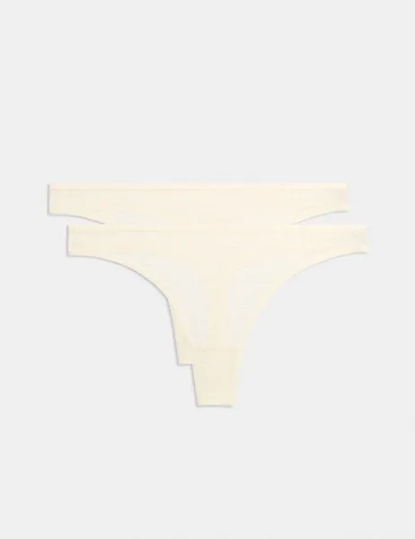 Body by M&S 2 Pack Body Lace Thongs Ivory