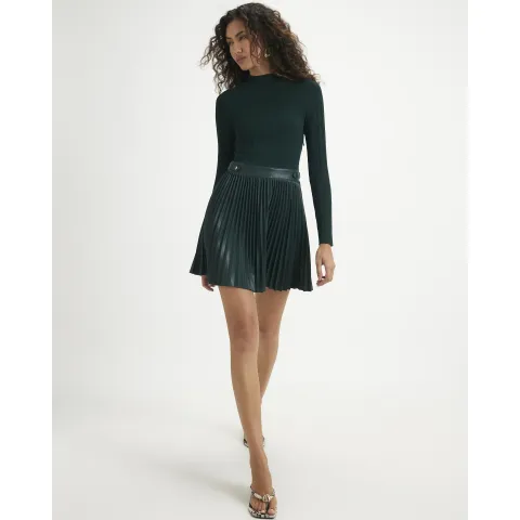 River Island Hybrid Knit Pleat Hem Mini Dress
