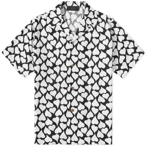 Love Hearts Silk Twill Bowling Shirt