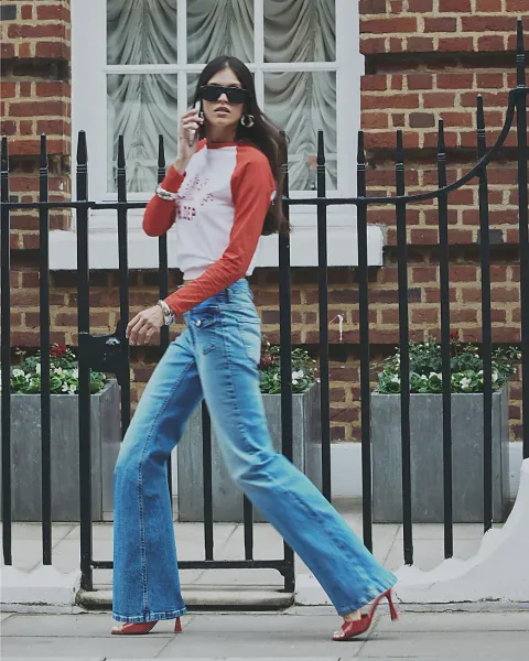 River Island High Waisted Relaxed Flare Jeans