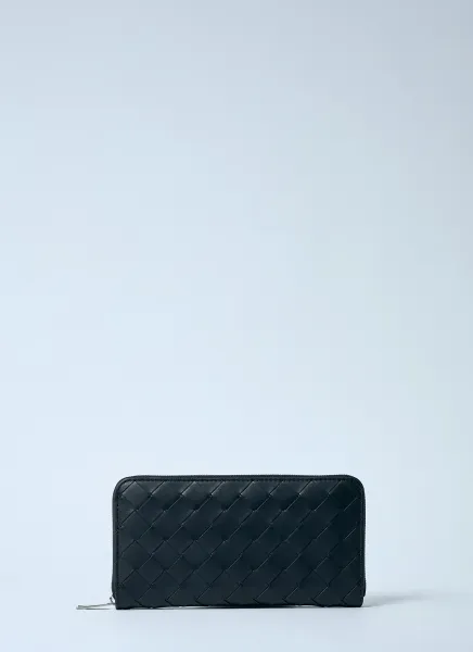 Intrecciato Leather Zip-Around Wallet
