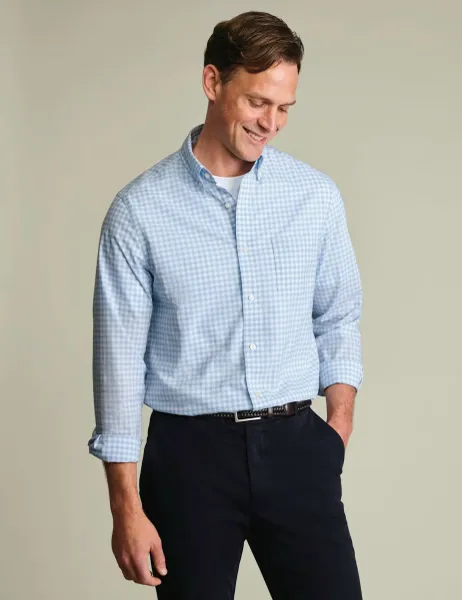 Charles Tyrwhitt Slim Fit Pure Cotton Check Shirt Light Blue