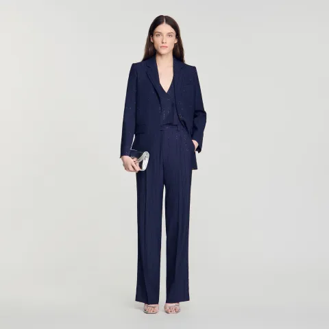 Striped sequin trousers