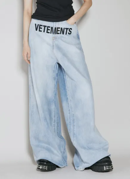 Logo Embroidery Baggy Denim Jeans