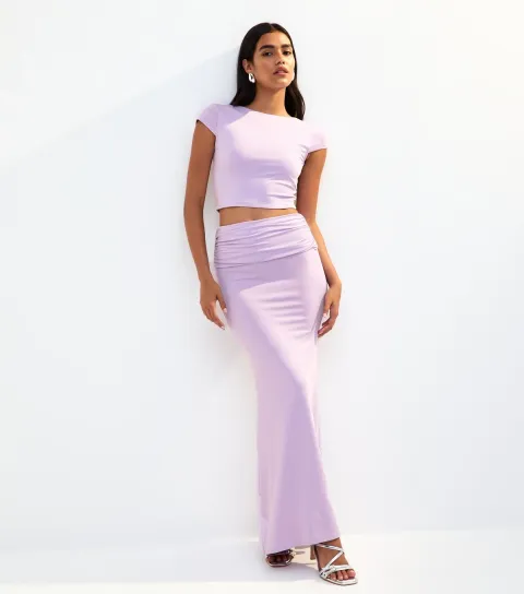 New Look Women's Purple Foldover Midi Skirt