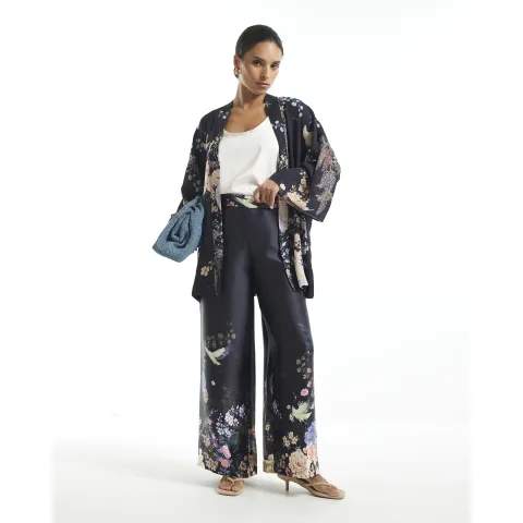 River Island Petite Floral Print Wide Leg Trousers