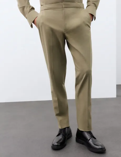 Autograph Tapered Fit Flat Front Performance Trousers Sable